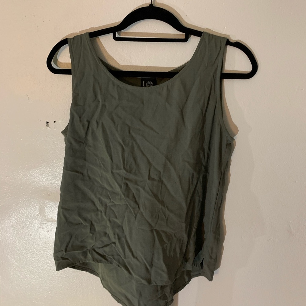 Eileen Fisher grey silk tank top size small